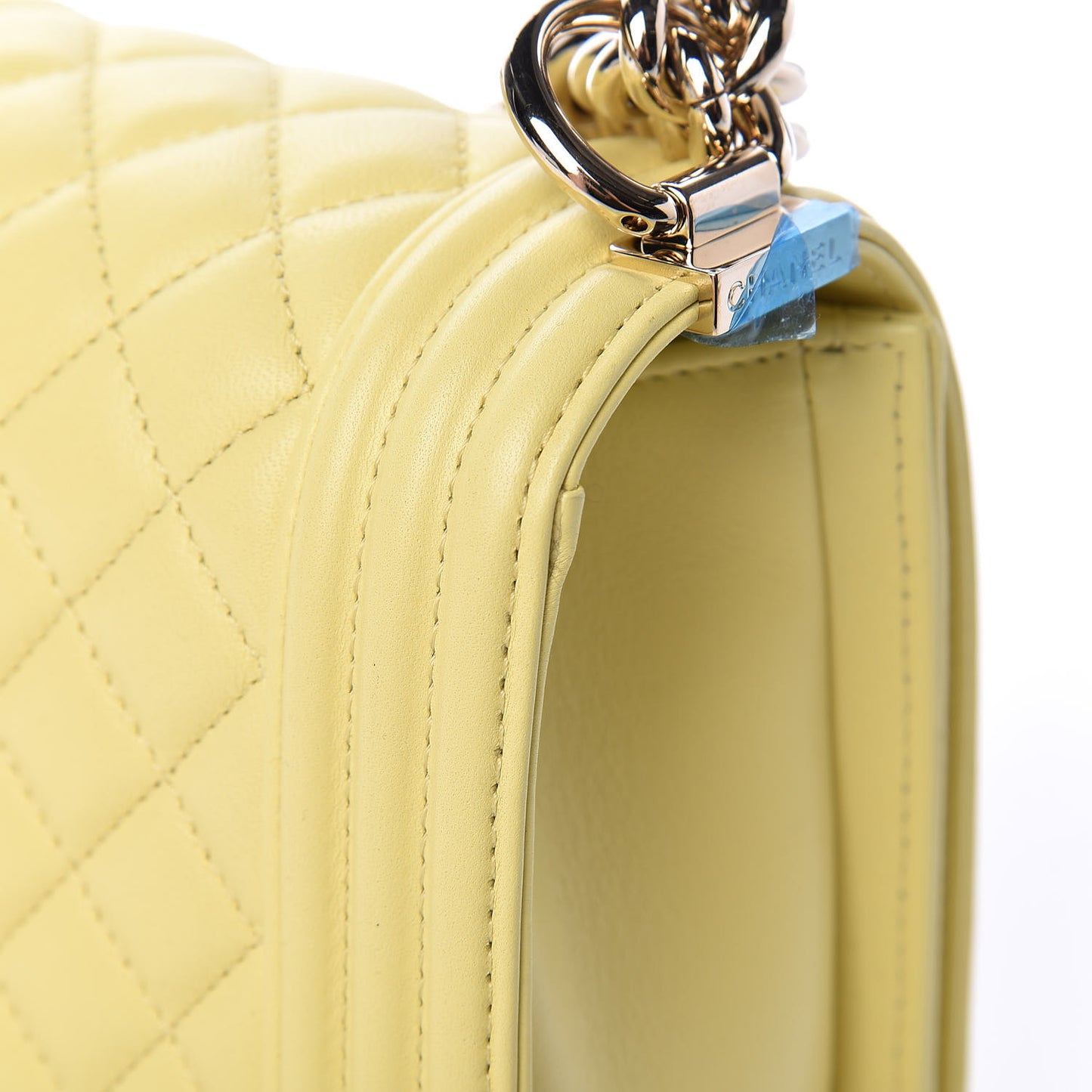 Lambskin Quilted Medium Boy Flap Yellow
