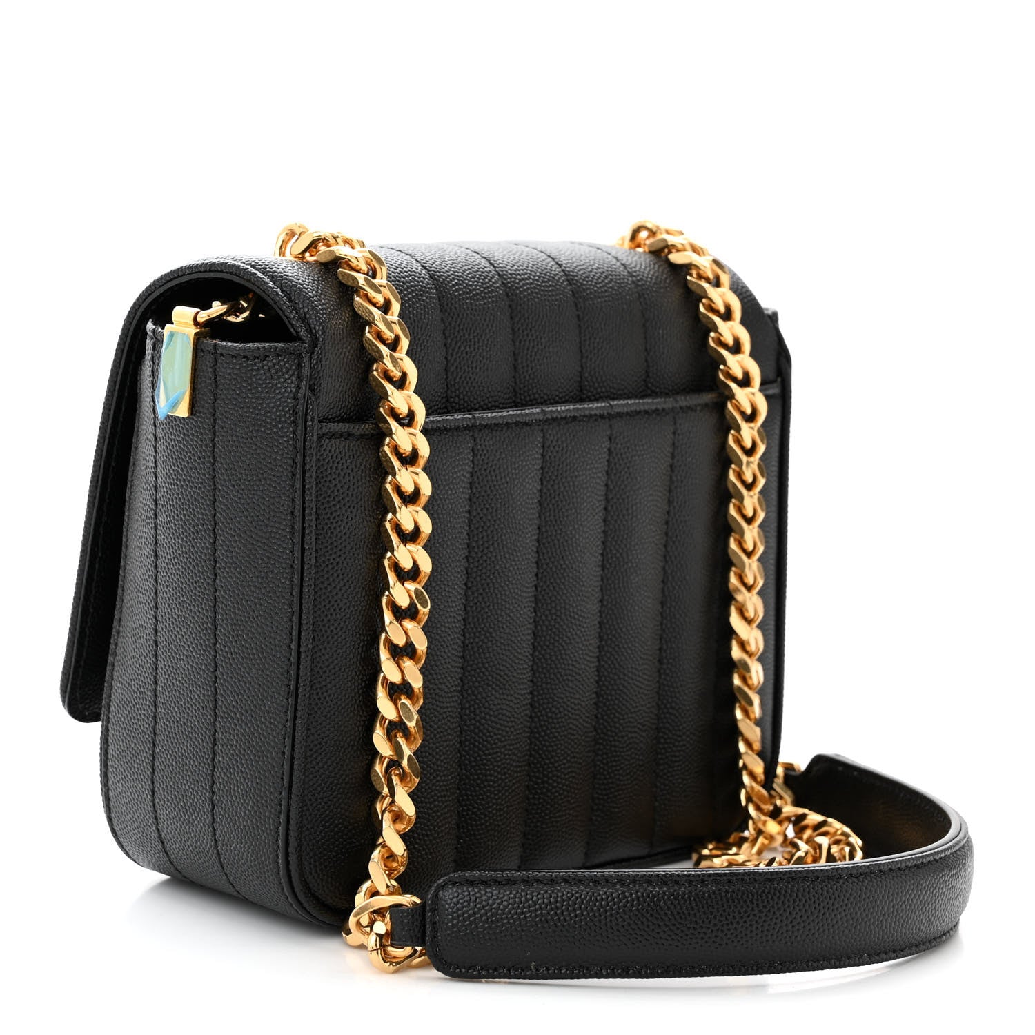 Saint Laurent Grain De Poudre Matelasse Monogram Small Vicky Chain Bag Black 3 of 10