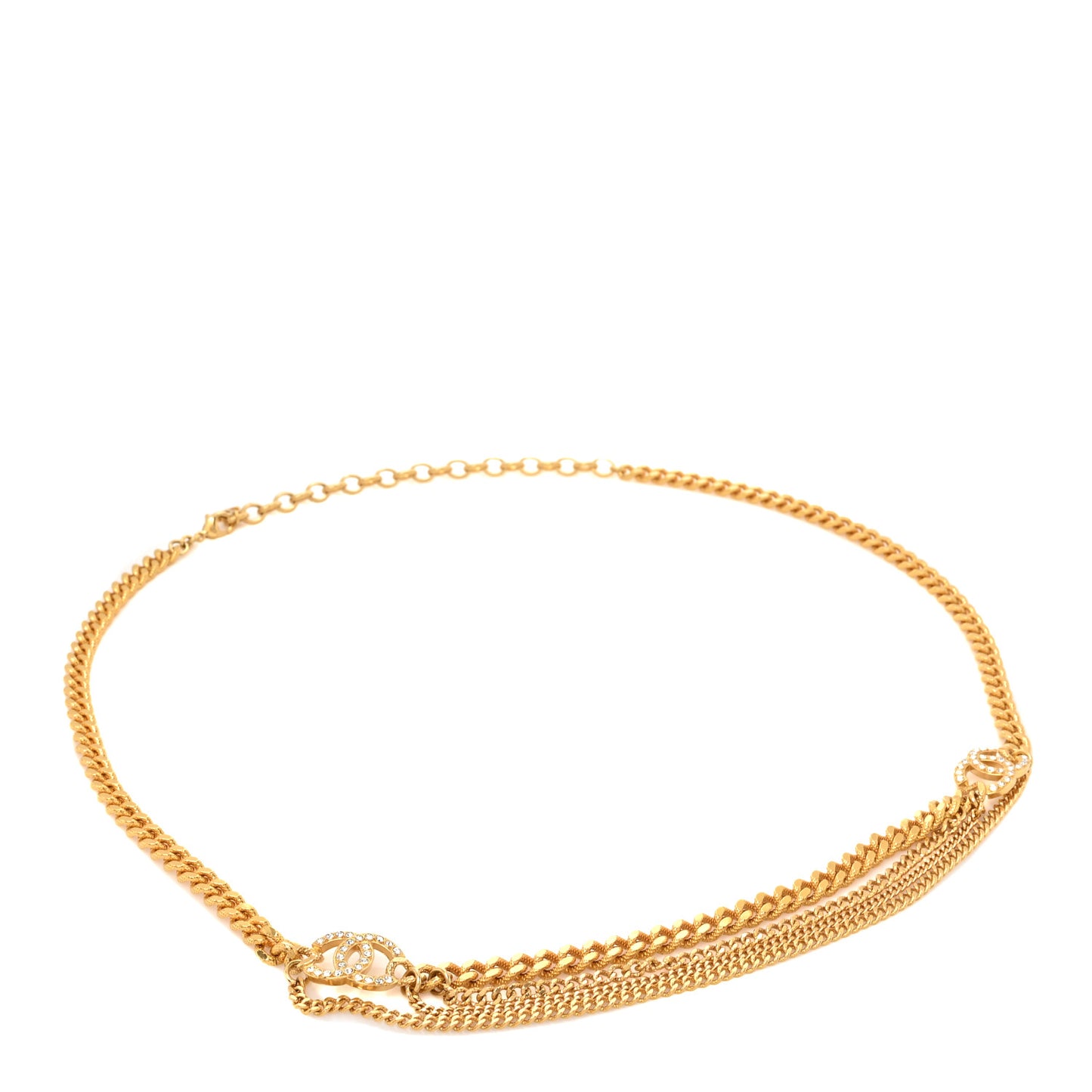 Crystal CC Multi Strand Chain Belt Gold