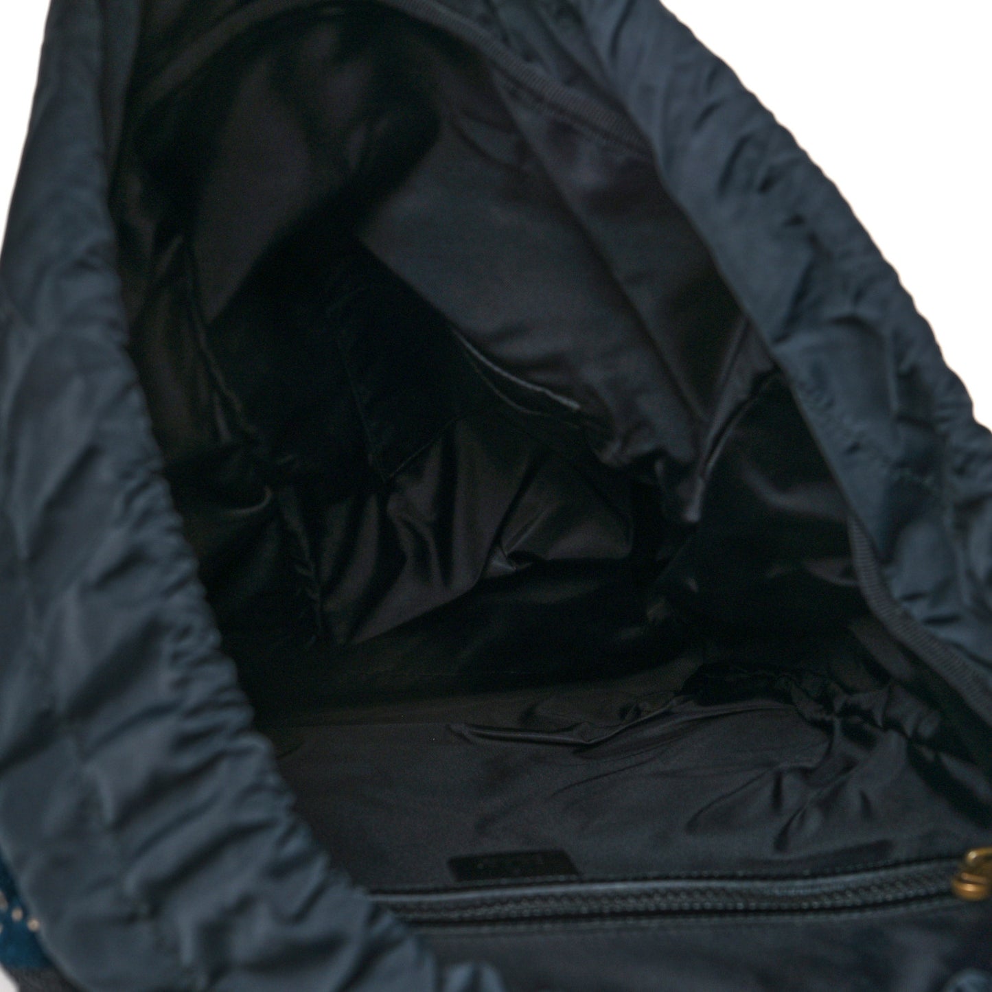 Velvet GG Monogram Web Medium Double Buckle Backpack Blue Beige Black