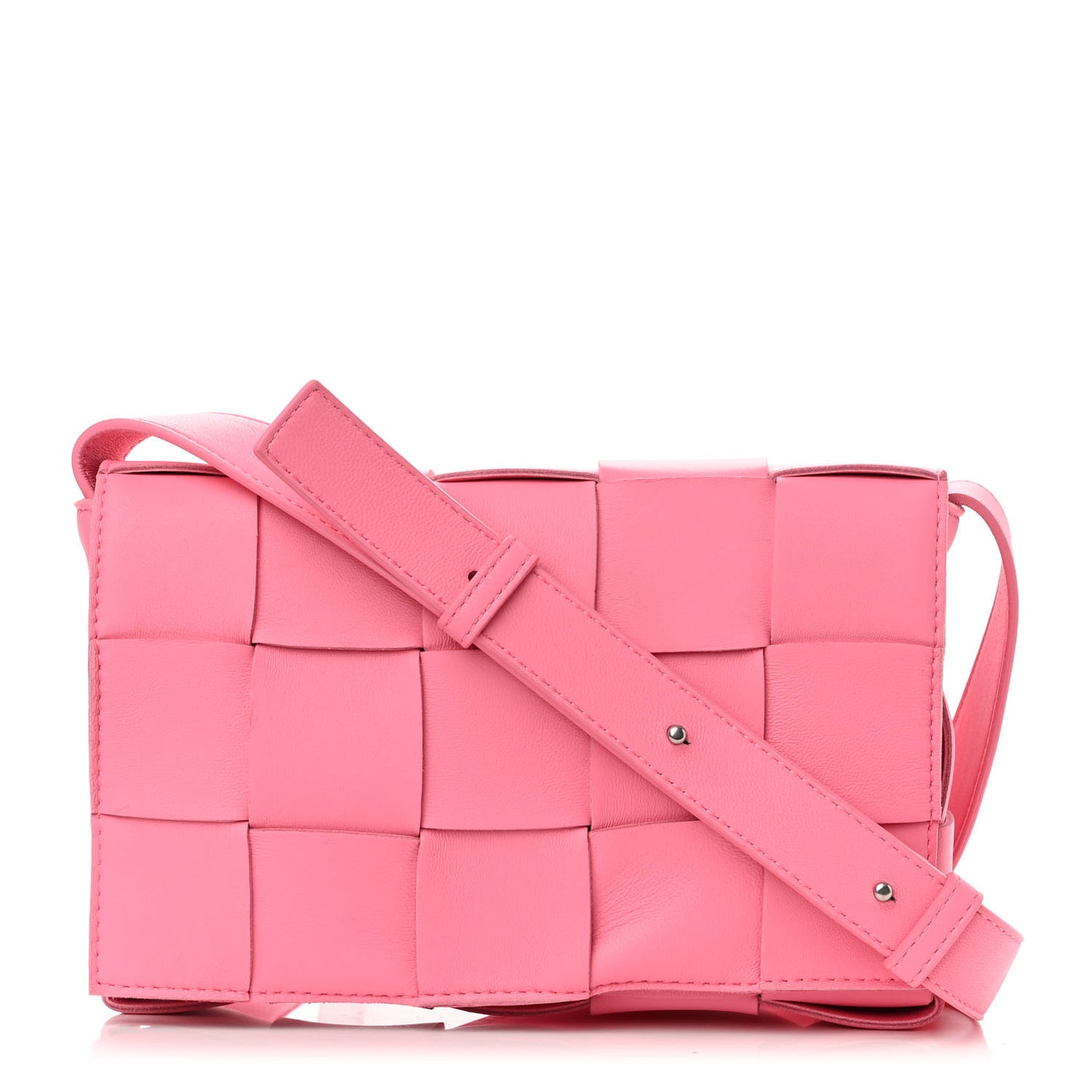 Lambskin Maxi Intrecciato Cassette Crossbody Bag Pink