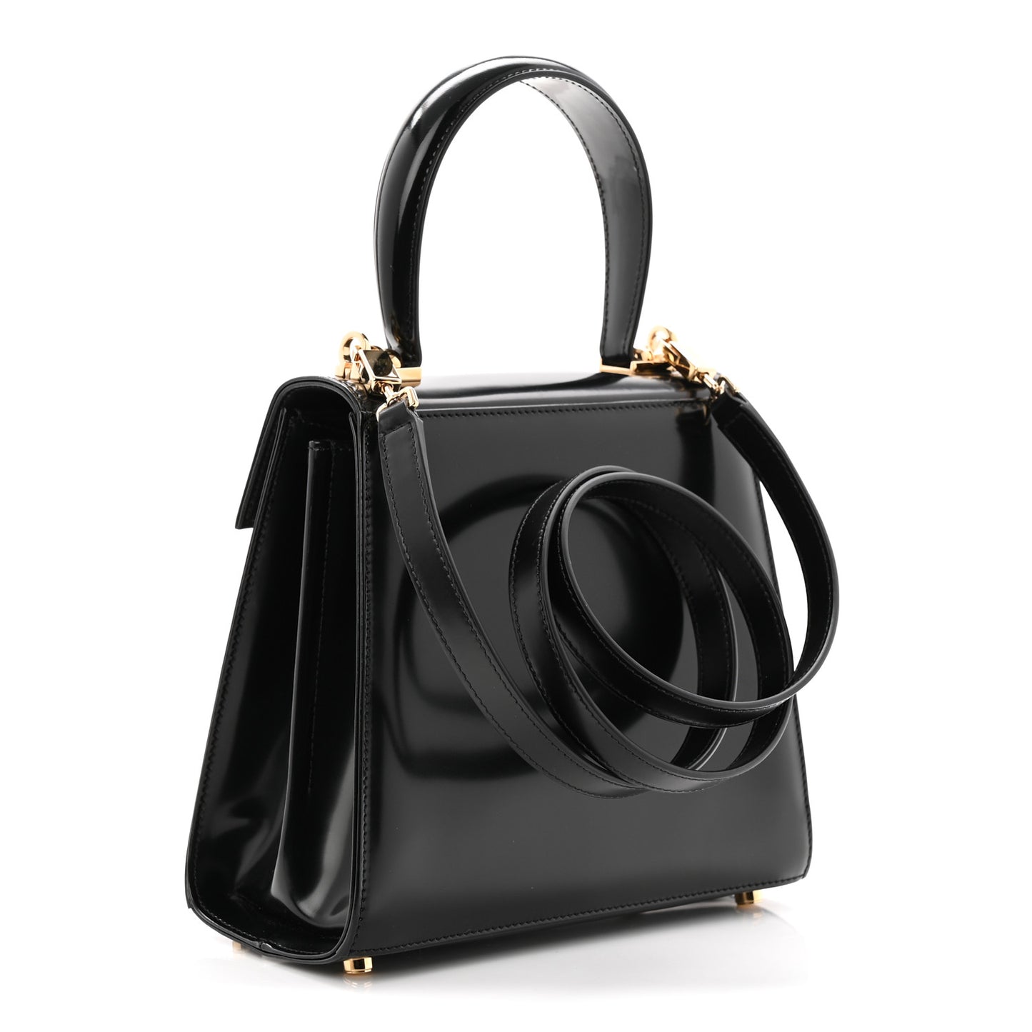 Brushed Off Calfskin Small Iconic Top Handle Black