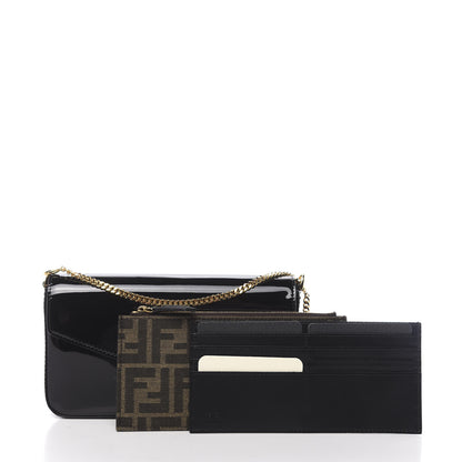Fendi Vitello Vernice Mou F is Fendi Envelope Wallet on Chain with Pouches Black 3 of 12
