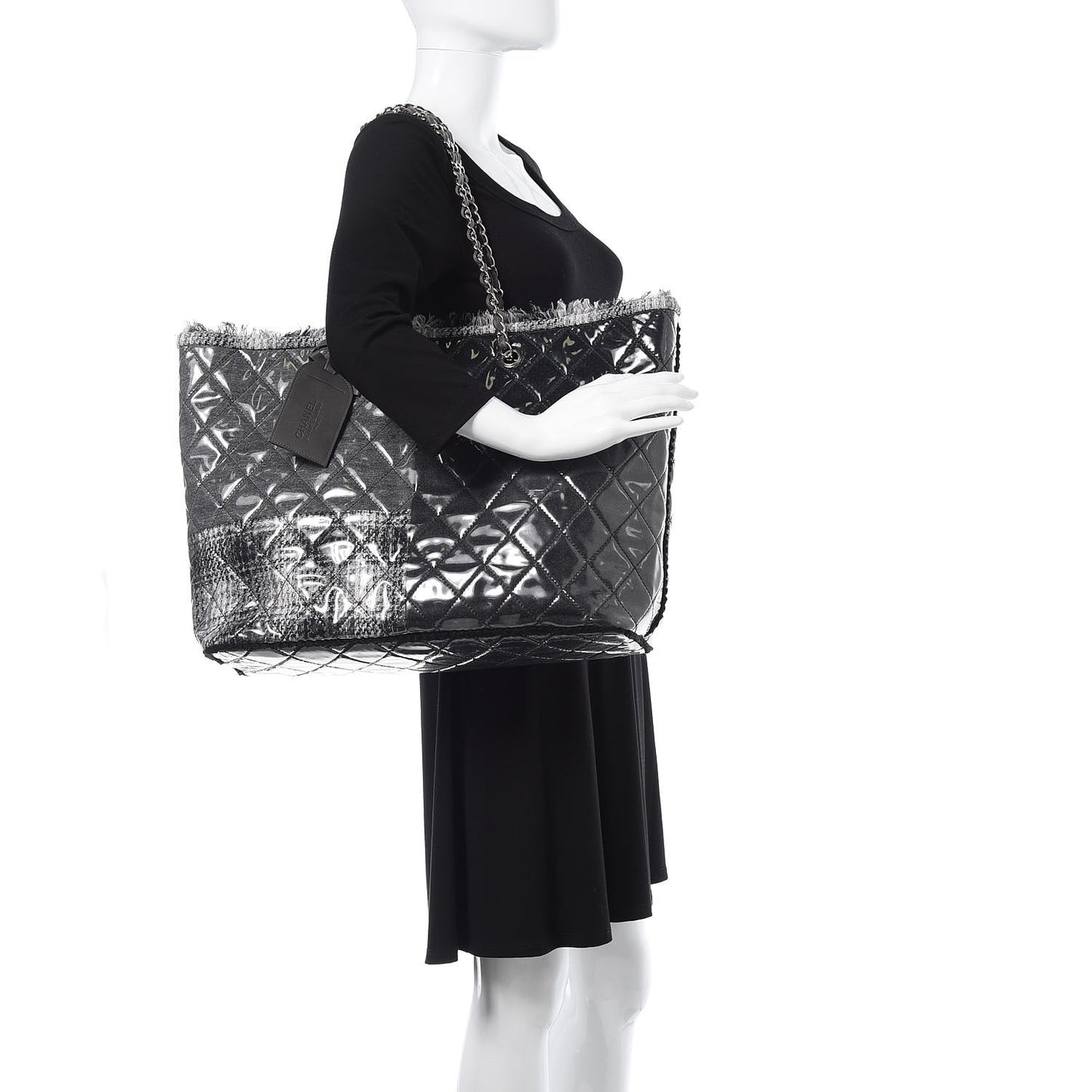 Vinyl Funny Tweed Patchwork Tote Grey