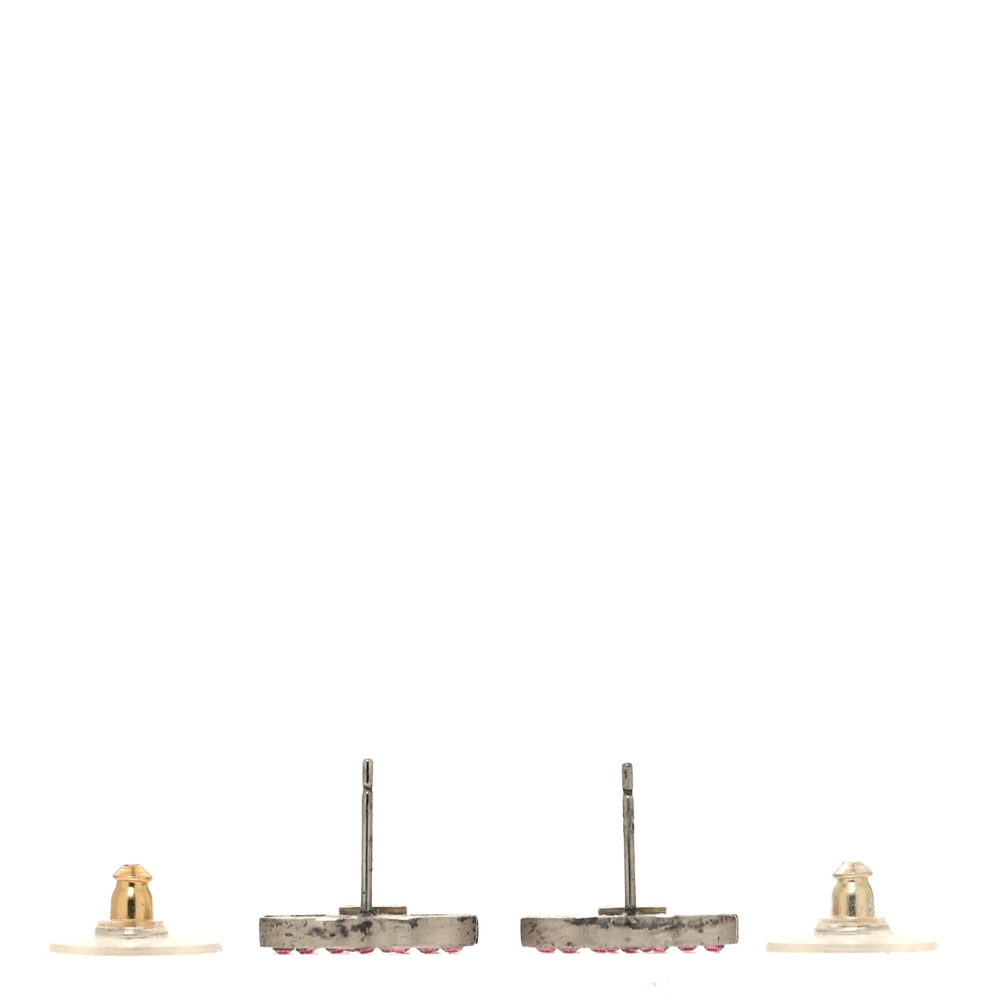 Crystal CC Earrings Matte Silver Pink