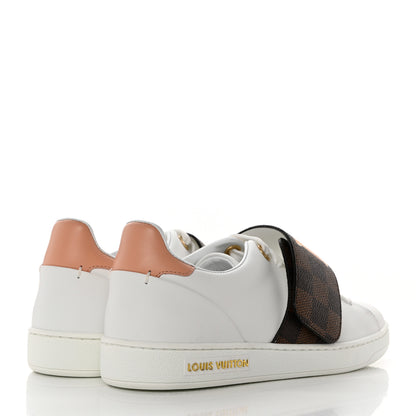 Louis Vuitton Calfskin Damier Ebene Striped Frontrow Sneakers 37 White 4 of 9