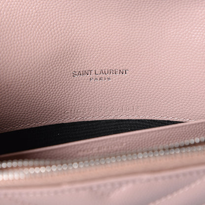 Saint Laurent Grain De Poudre Matelasse Chevron Monogram Envelope Chain Wallet Pale Pink 5 of 9