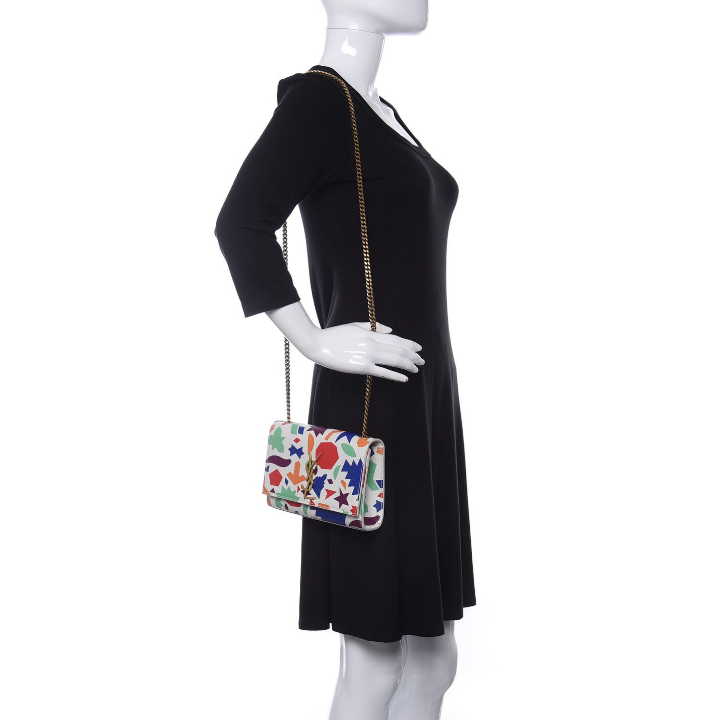 Grain De Poudre Small Classic Monogram Shapes Print Kate Satchel White