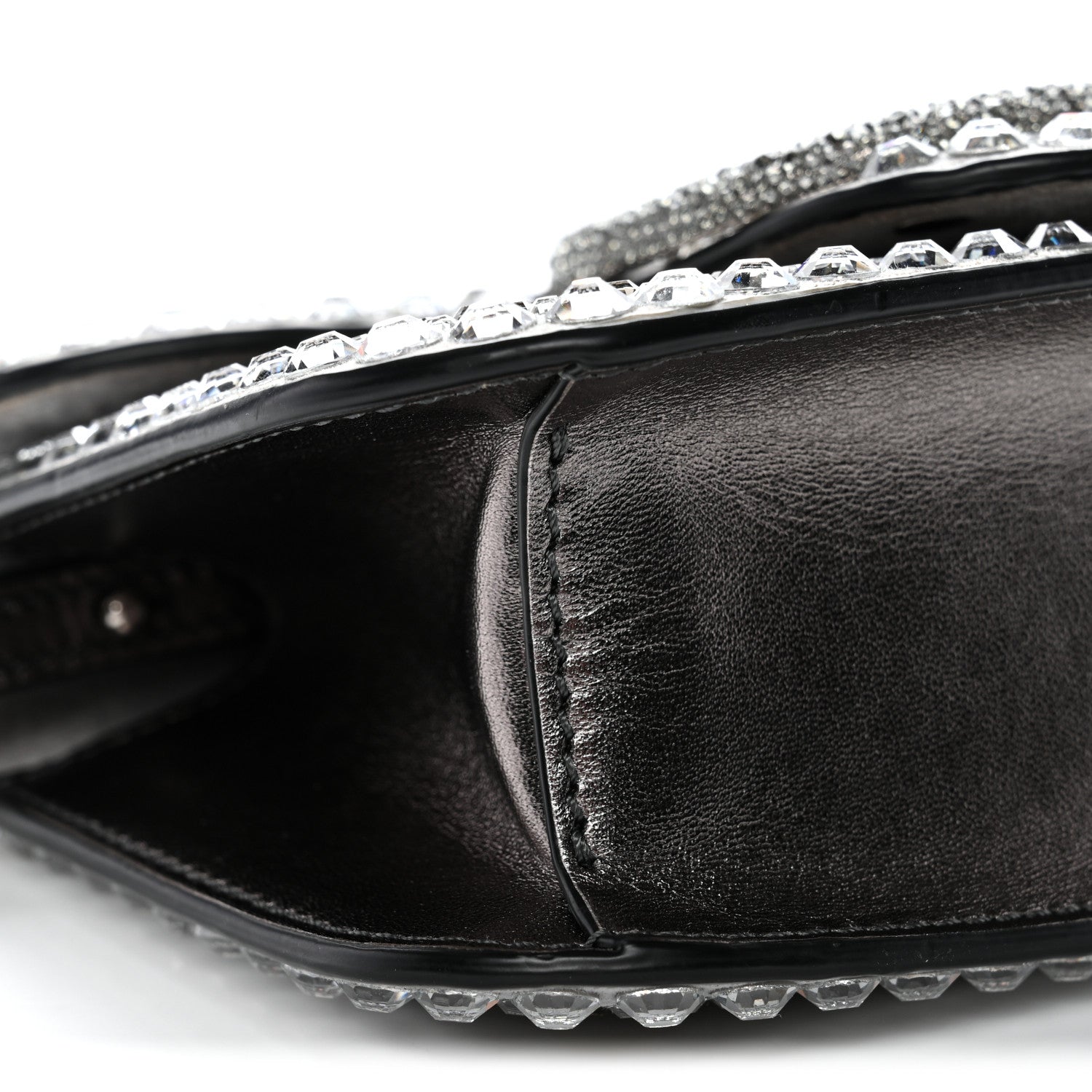 Valentino Garavani Crystal Suede Enamel Vlogo Small Loco Shoulder Bag Silver 8 of 12