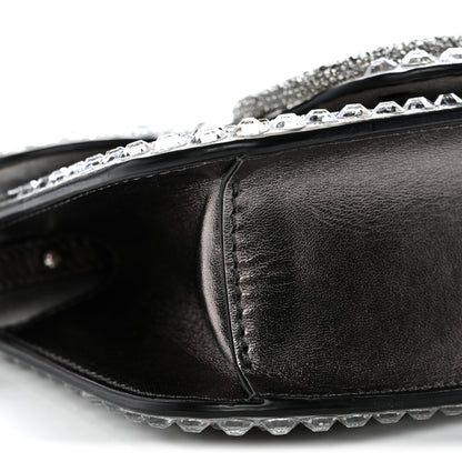 Valentino Garavani Crystal Suede Enamel Vlogo Small Loco Shoulder Bag Silver 8 of 12