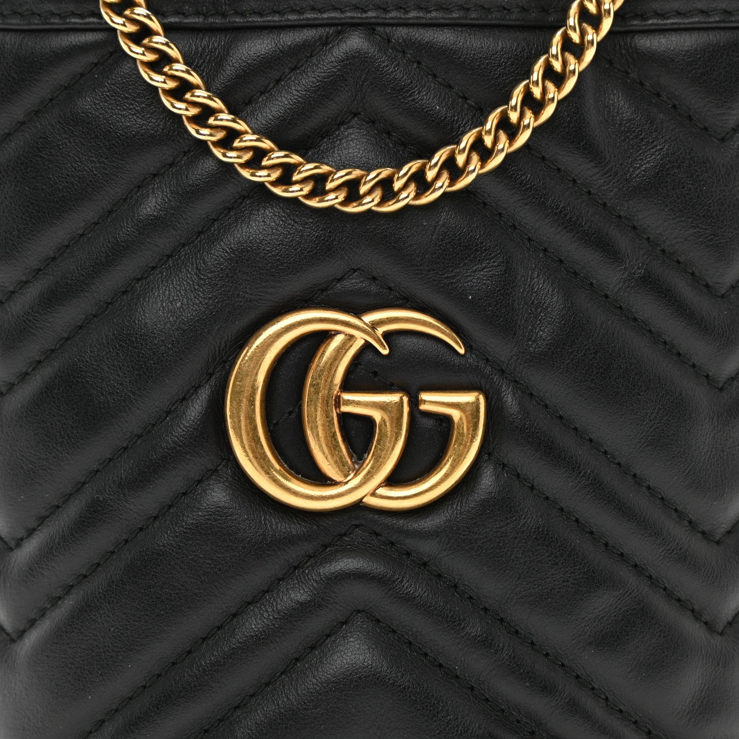 Gucci Calfskin Matelasse Mini GG Marmont 2.0 Bucket Bag Black 8 of 8