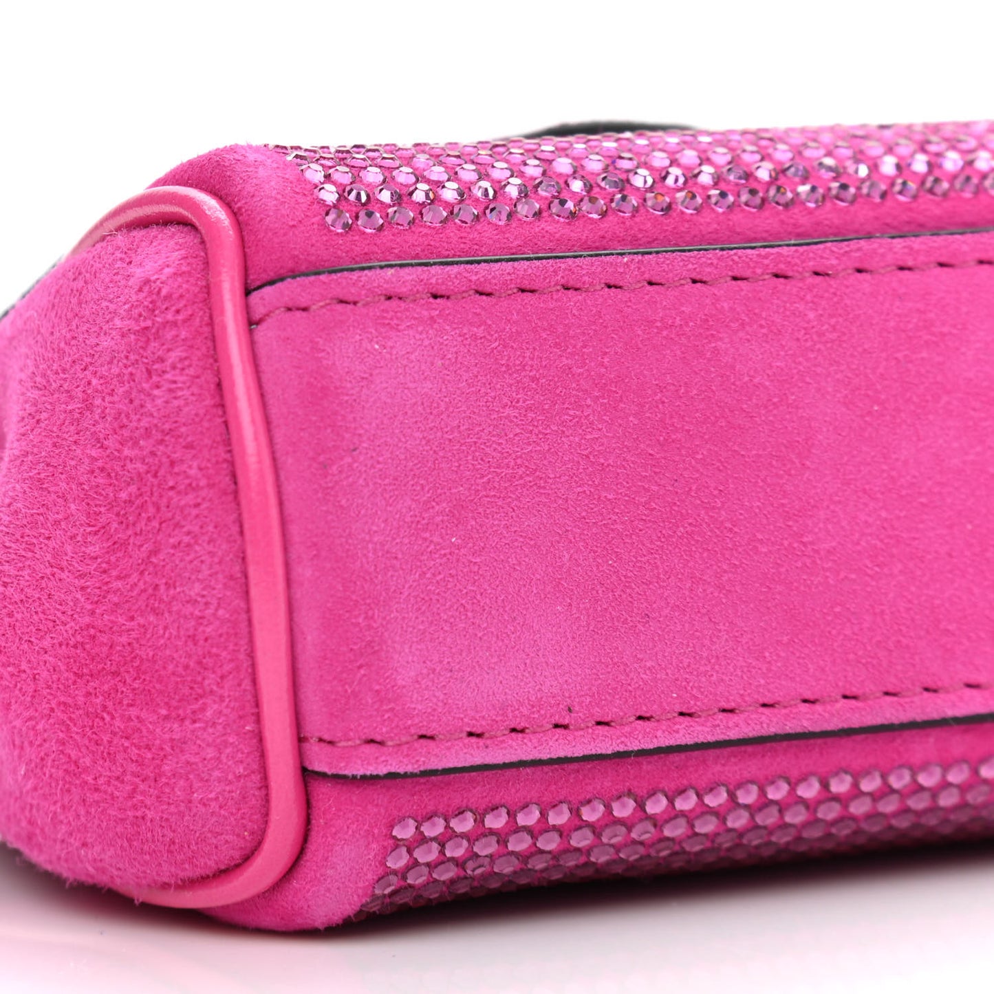 Suede Crystal Studded Micro La Medusa Bag Pink