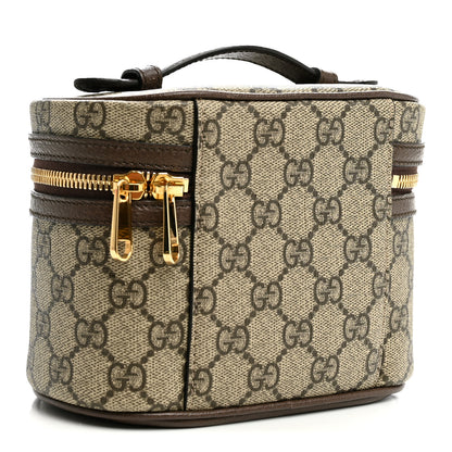 Gucci GG Supreme Monogram Textured Calfskin Web Ophidia Vanity Cosmetic Case Beige Ebony New Acero 3 of 11