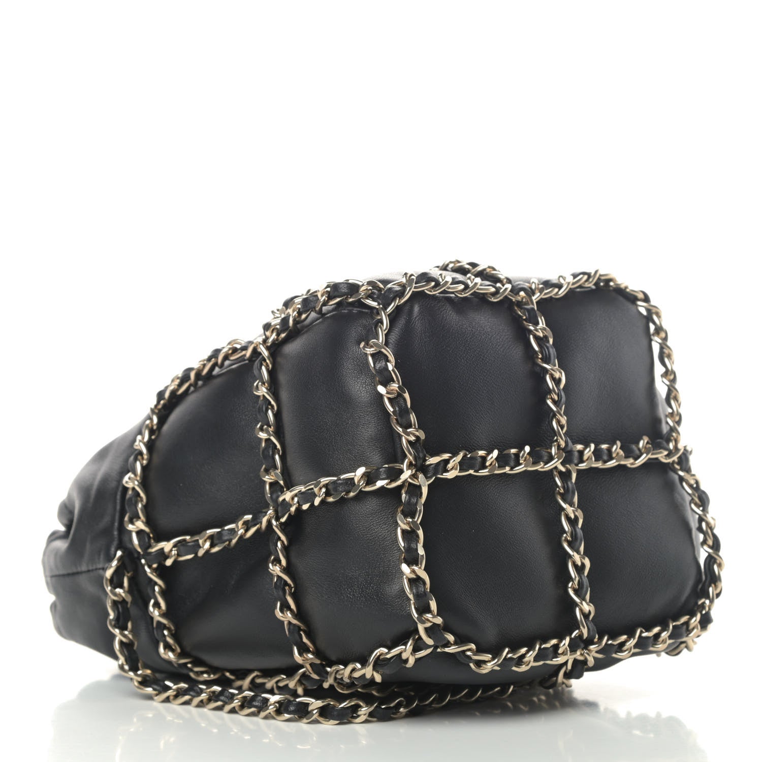 Chanel Lambskin Bucket Chain Drawstring Bag Black 3 of 4