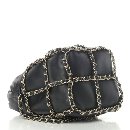 Chanel Lambskin Bucket Chain Drawstring Bag Black 3 of 4