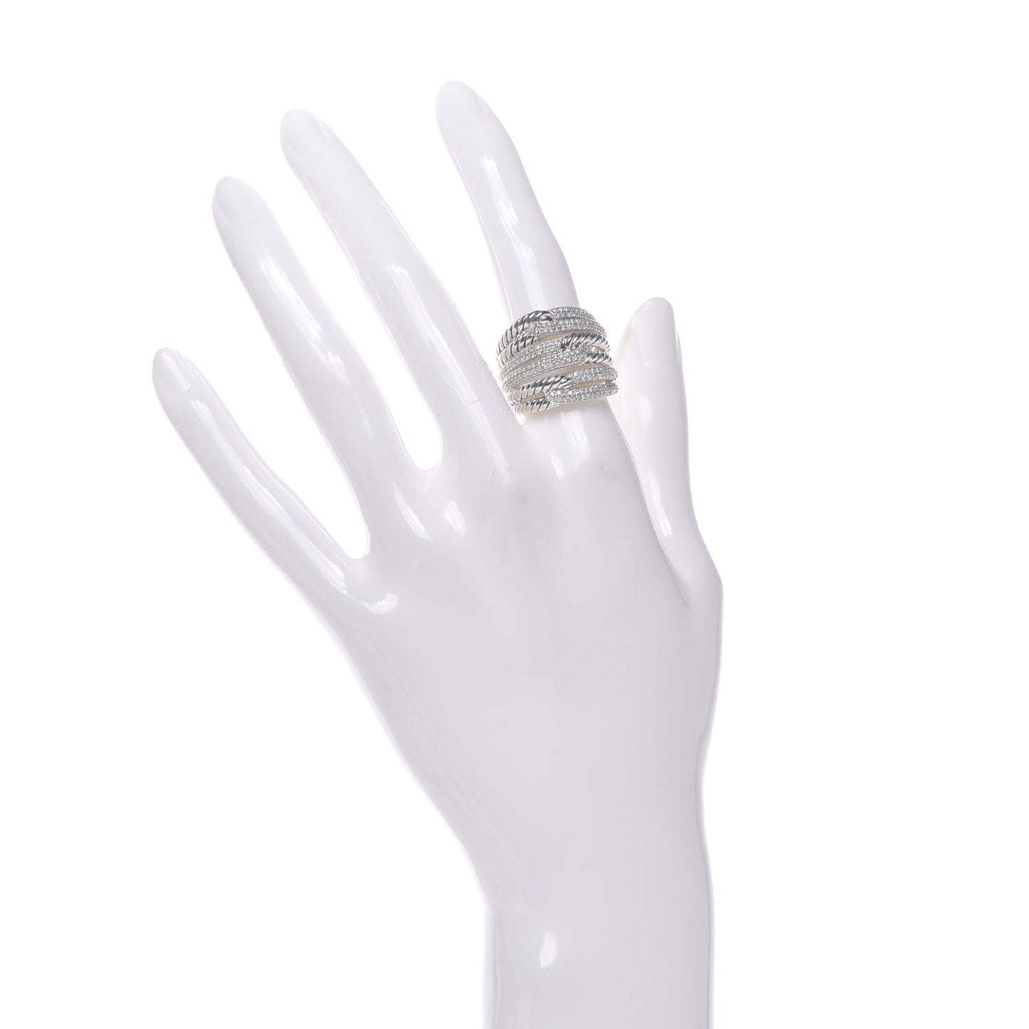 Sterling Silver Diamond 19mm Labyrinth Triple Loop Ring 52 6