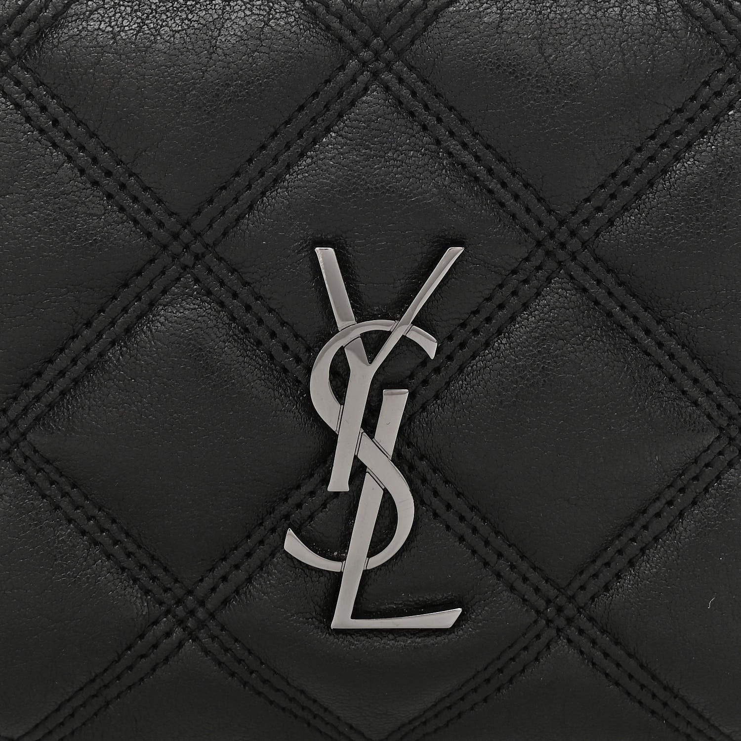 Saint Laurent Grained Lambskin Quilted Mini Becky Double Zip Bag Black 9 of 12