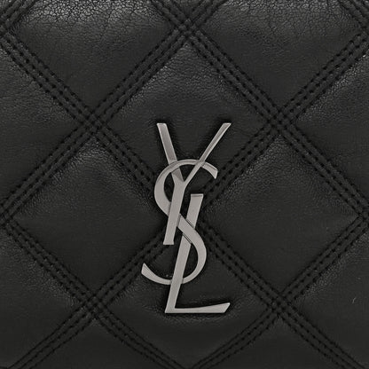 Saint Laurent Grained Lambskin Quilted Mini Becky Double Zip Bag Black 9 of 12