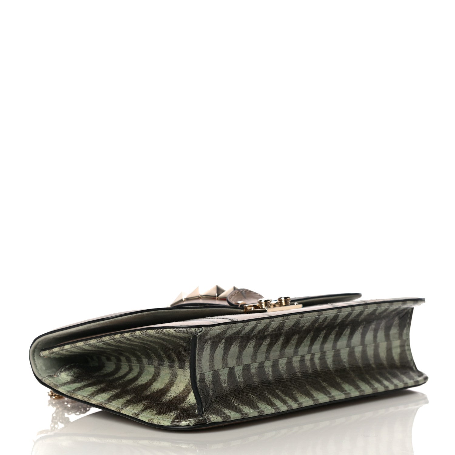 Valentino Garavani Vitello Embroidered Medium Glam Lock Rockstud Flap Beige 4 of 18