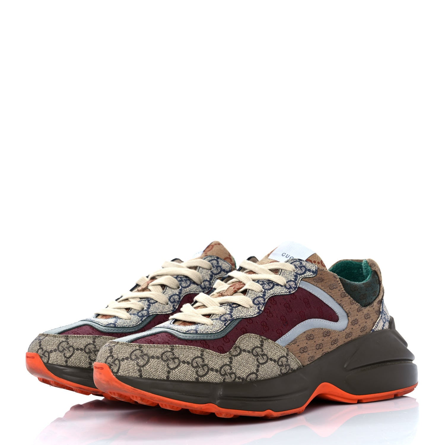 Gucci GG Supreme Monogram Mix Monogram Mens Rhyton Sneakers 8 Bordeaux Beige Ebony 3 of 8
