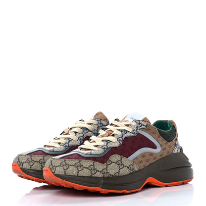 Gucci GG Supreme Monogram Mix Monogram Mens Rhyton Sneakers 8 Bordeaux Beige Ebony 3 of 8