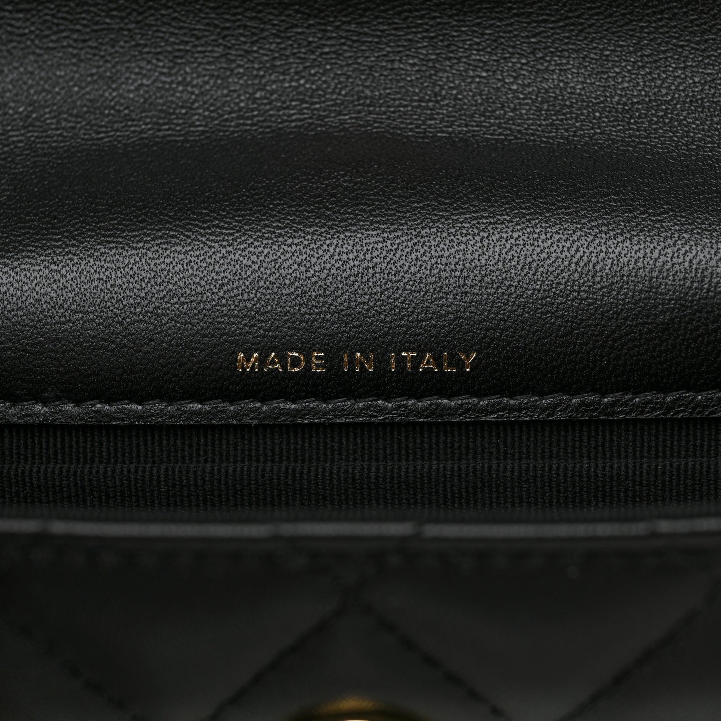 Lambskin Quilted CC Hook Card Holder Black