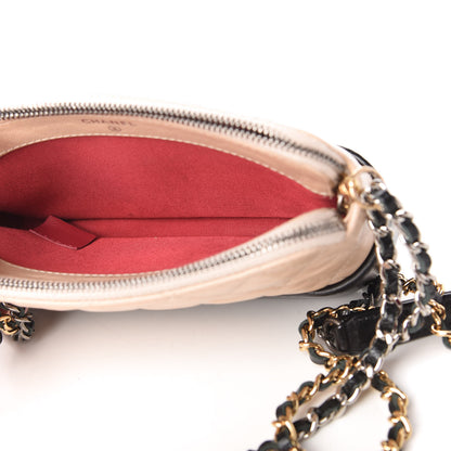 Chanel Aged Calfskin Quilted Small Gabrielle Clutch With Chain Beige Black 5 of 13