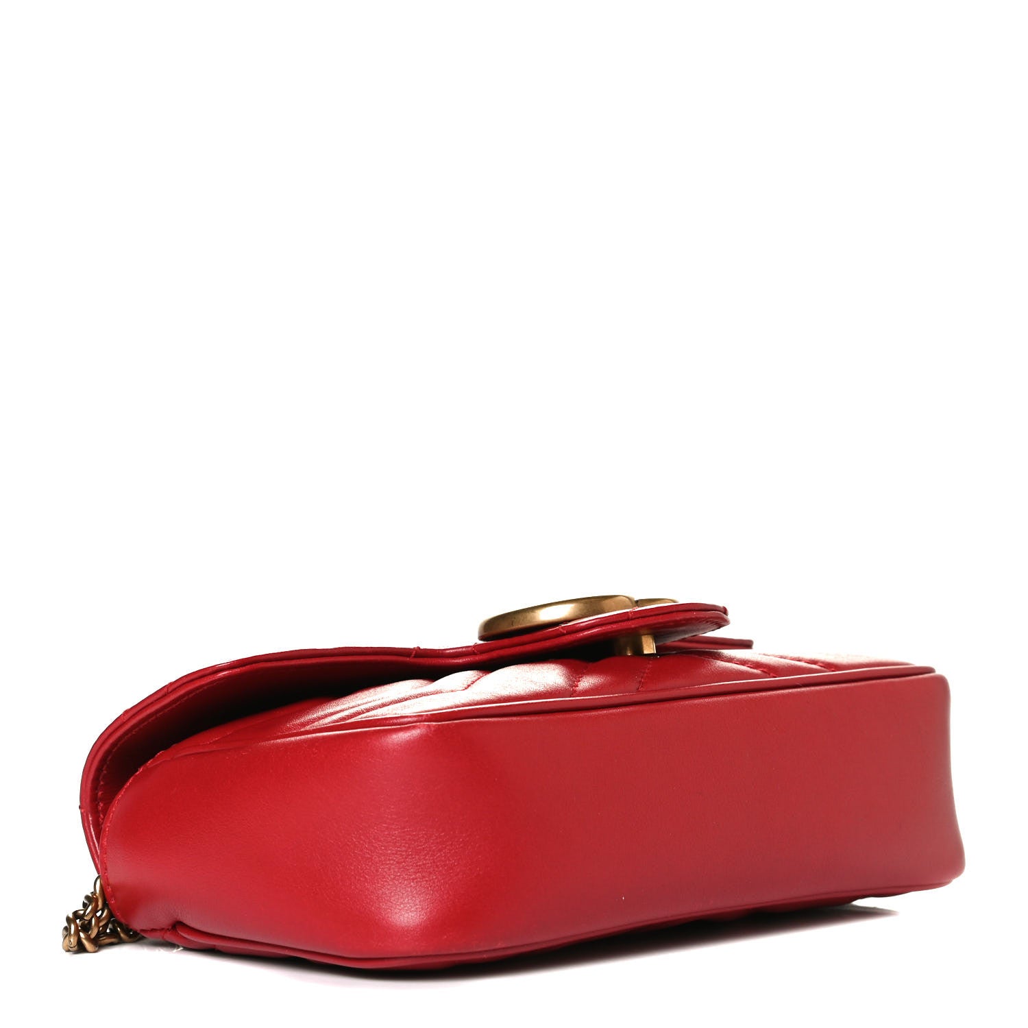 Gucci Calfskin Matelasse Super Mini GG Marmont Shoulder Bag Hibiscus Red 4 of 8