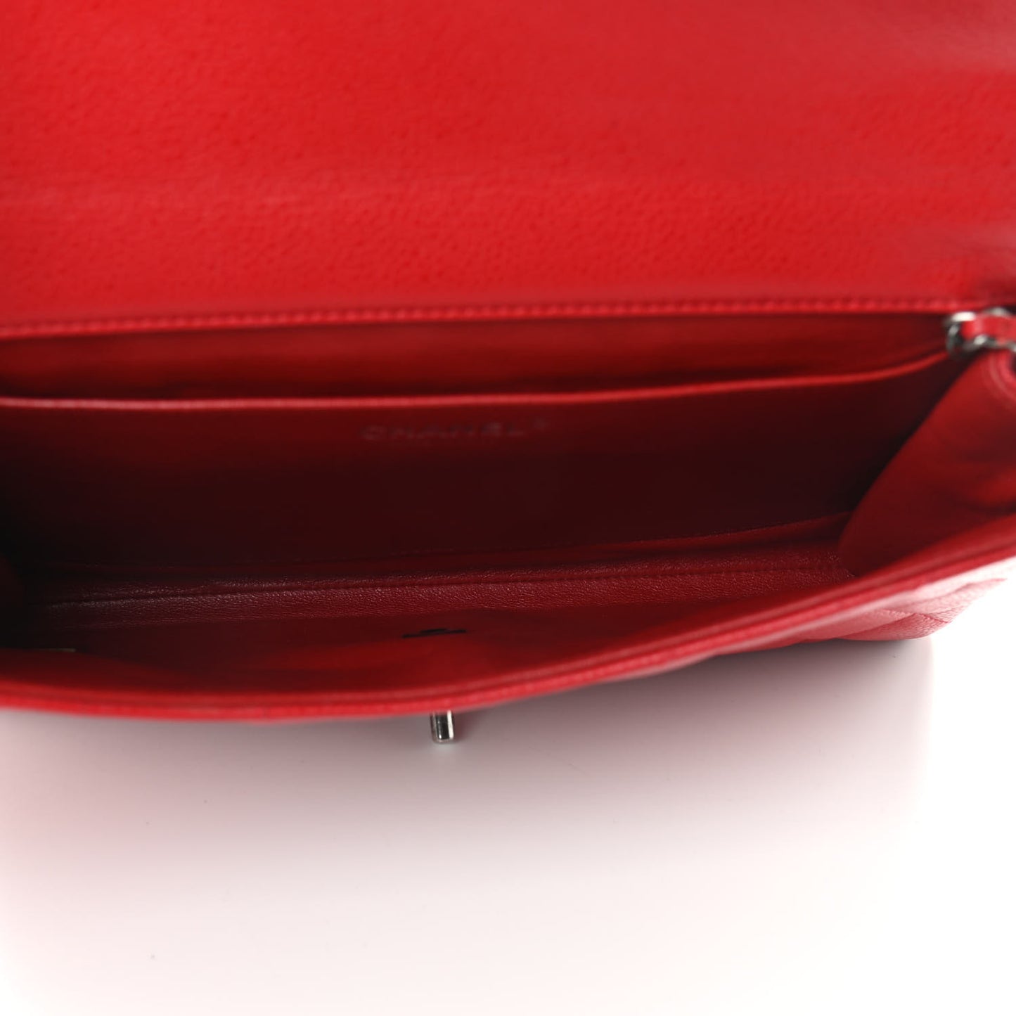 Caviar Quilted Clutch With Chain Flap Red