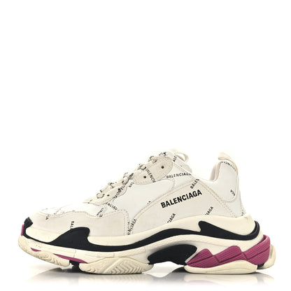 Balenciaga Technical Fabric Allover Logo Mens Triple S Sneakers 41 White Black Pink 1 of 8