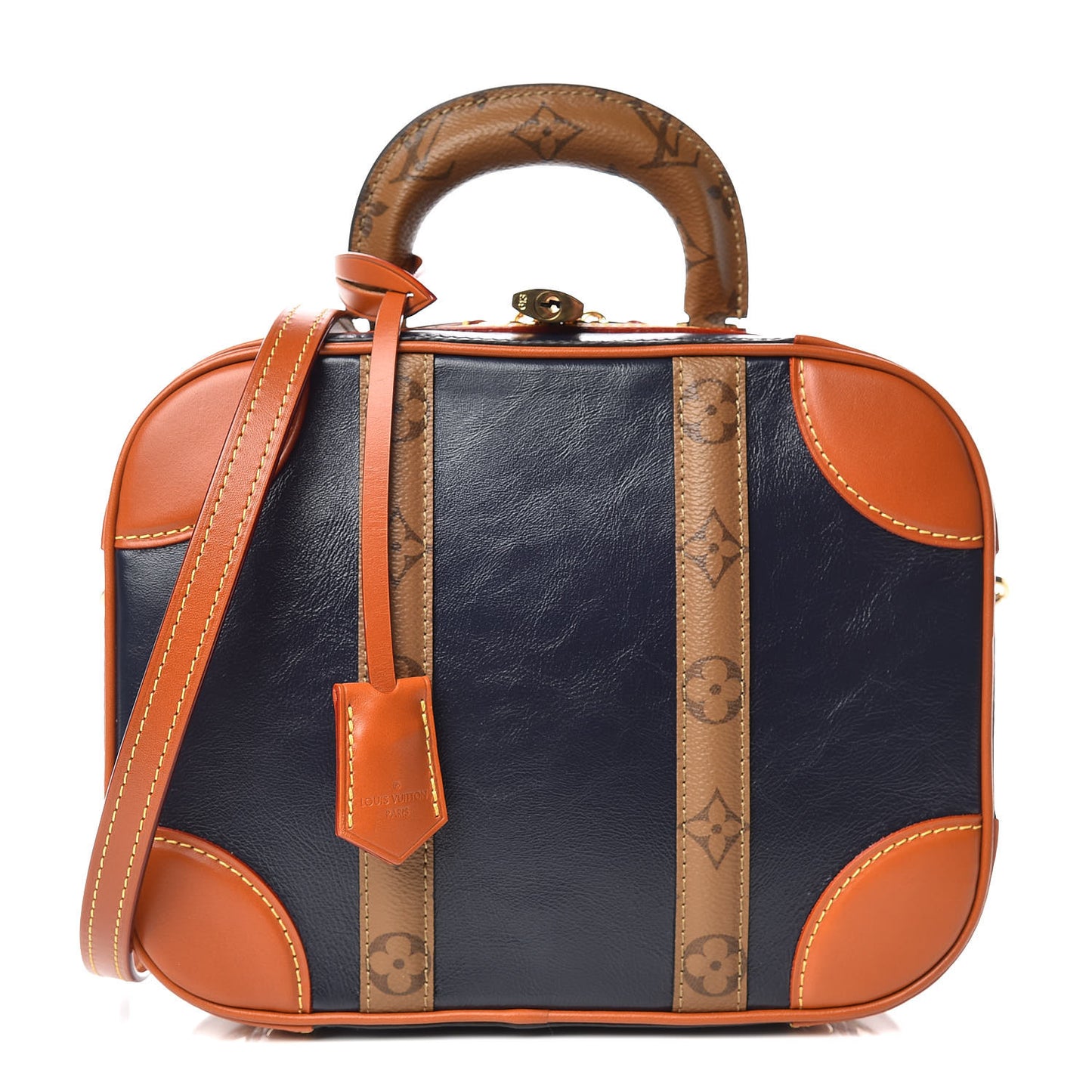 Calfskin Reverse Monogram Valisette PM Navy Caramel