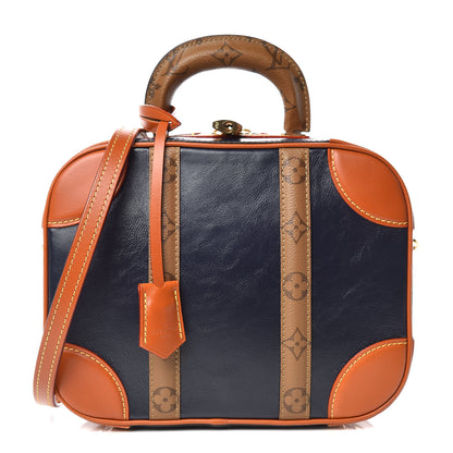 Louis Vuitton Calfskin Reverse Monogram Valisette PM Navy Caramel 1 of 12