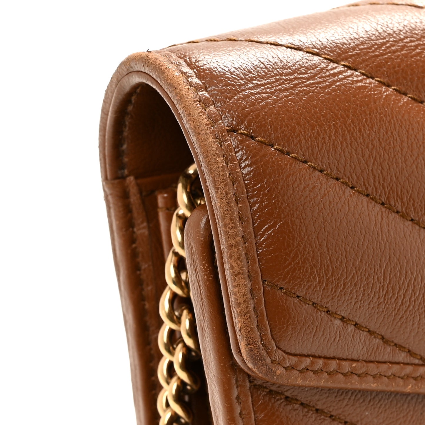 Azalea Calfskin Matelasse Diagonal GG Marmont Chain Wallet Cuir