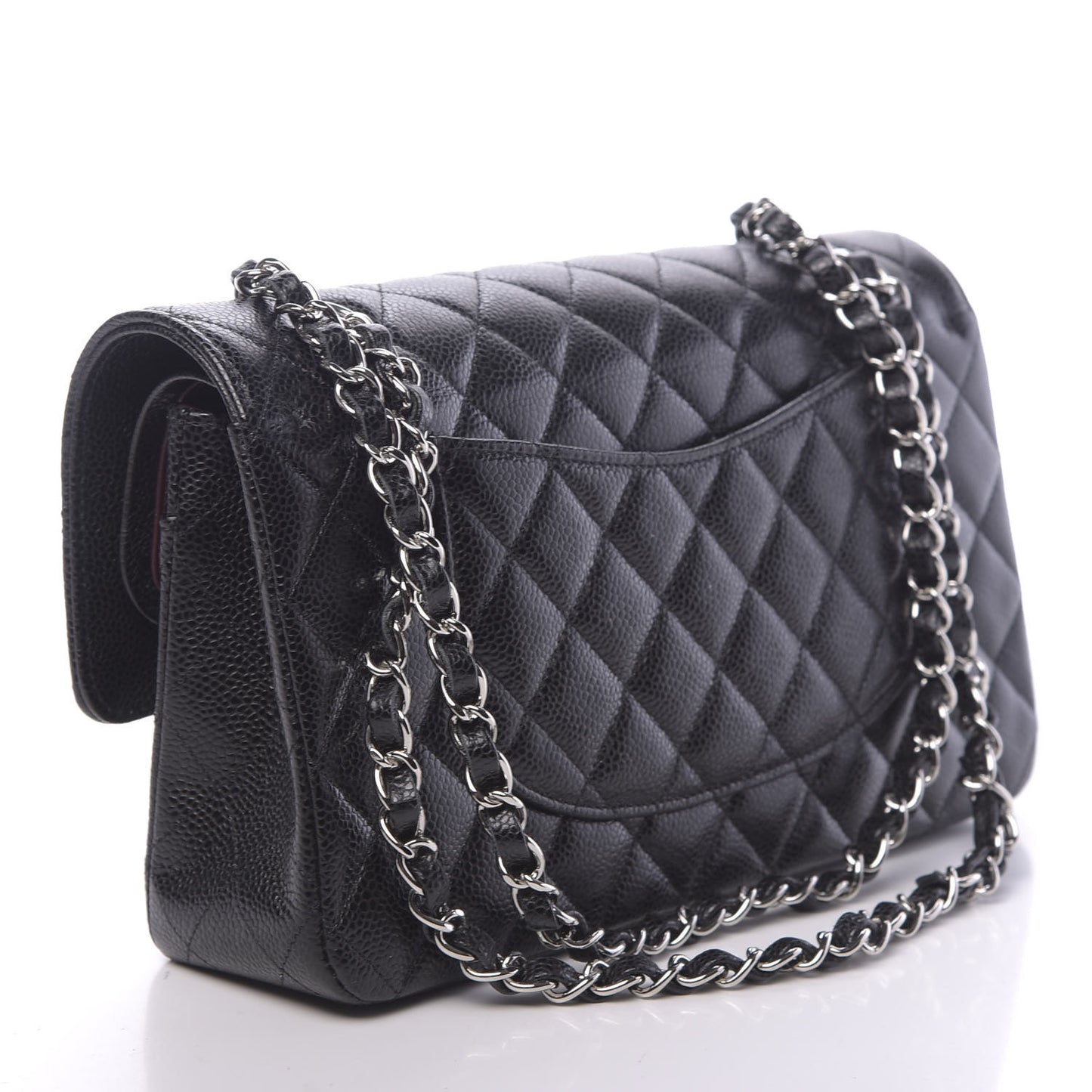 Caviar Quilted Medium Double Flap Black