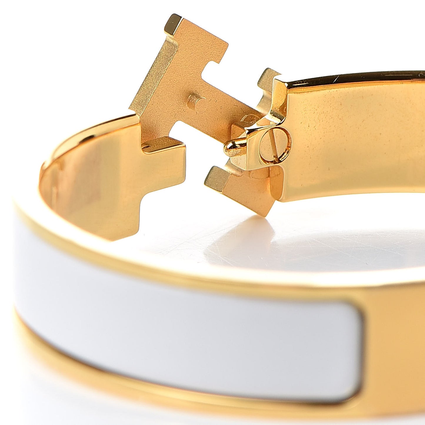 Enamel Narrow Clic Clac H Bracelet GM White