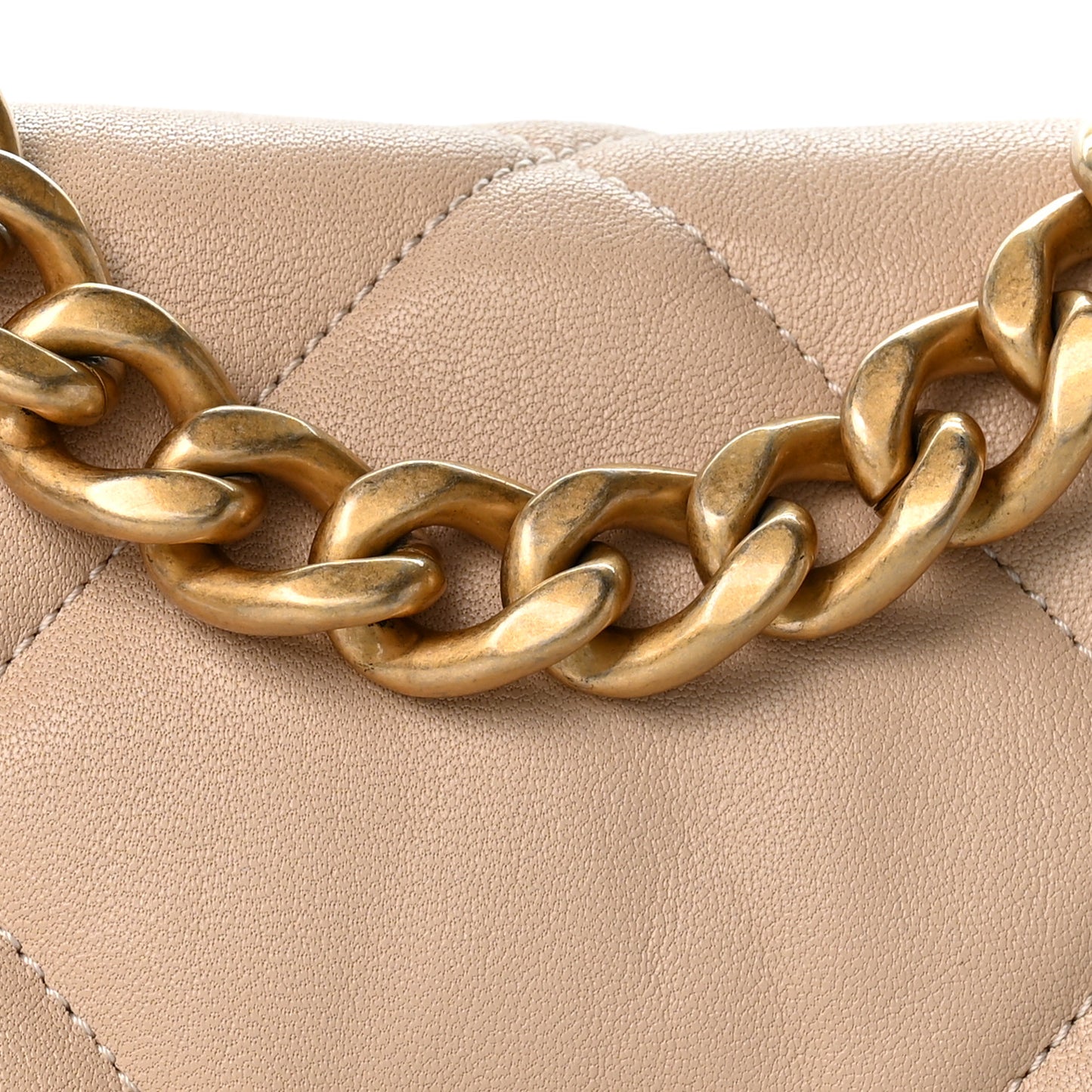 Goatskin Quilted Medium Chanel 19 Flap Light Beige