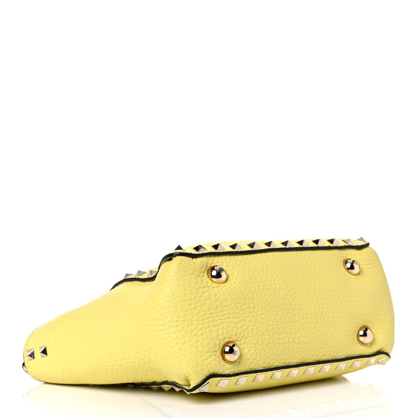 Pebbled Calfskin Mini Rockstud Tote Jonquill