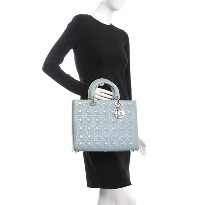 Christian Dior Patent Cannage Large Lady Dior Light Blue 3 of 12