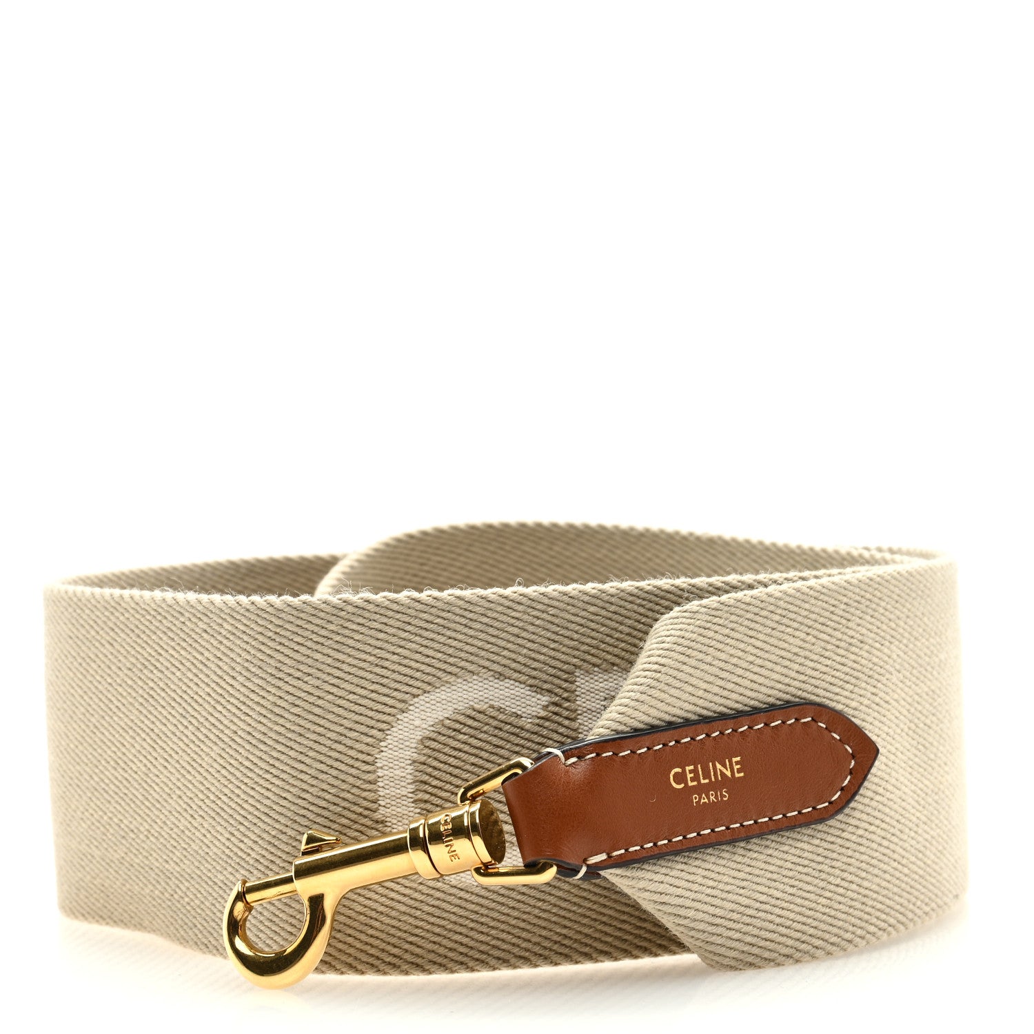 Celine Jacquard Wool Logo Short Strap Beige White 2 of 3
