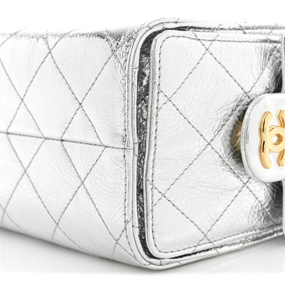 Chanel Metallic Aged Calfskin Quilted Mini Chanel 25 Handbag Silver 10 of 11