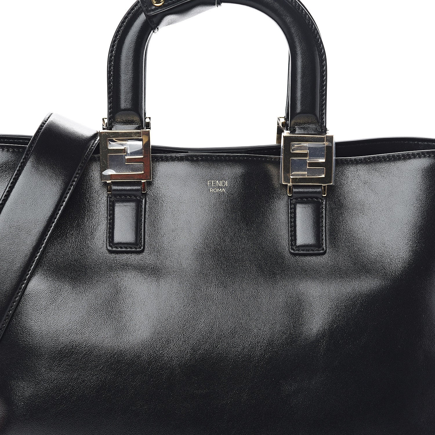 Fendi Vitello Glacier Medium FF Tote Black 6 of 8
