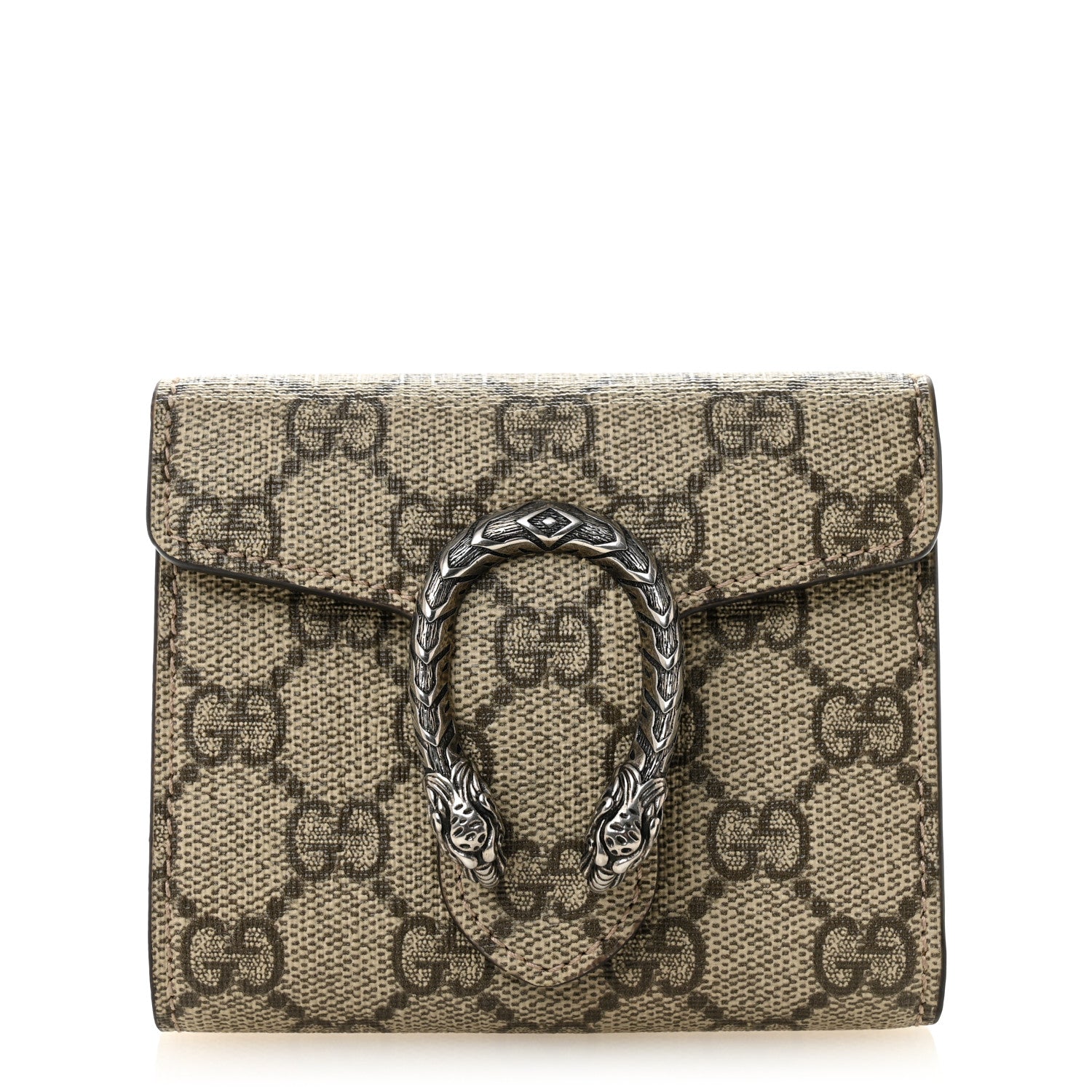 Gucci GG Supreme Monogram Dionysus Card Case Wallet Beige Taupe 1 of 8