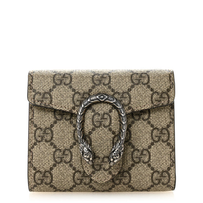 Gucci GG Supreme Monogram Dionysus Card Case Wallet Beige Taupe 1 of 8
