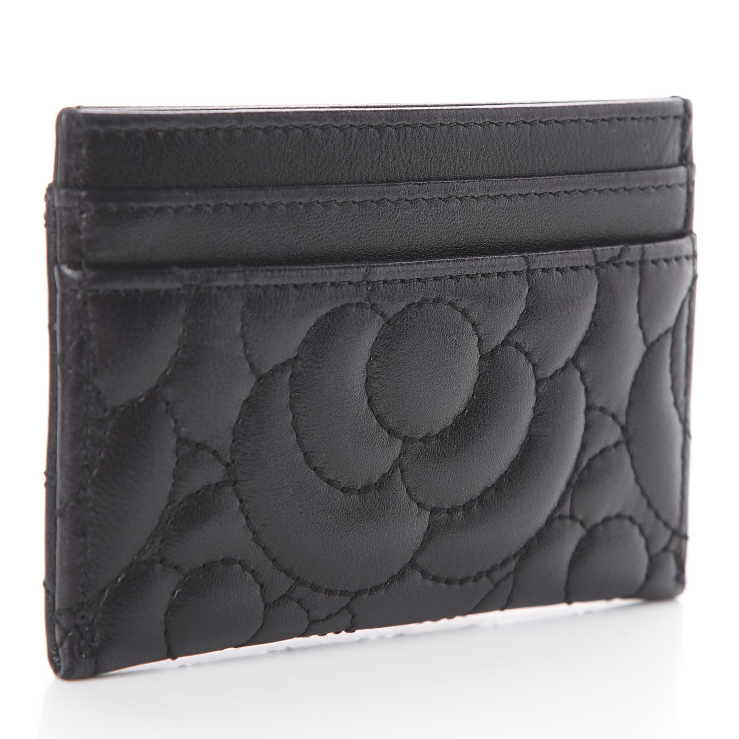 Chanel Lambskin Camellia Embossed Card Holder Black 2 of 6