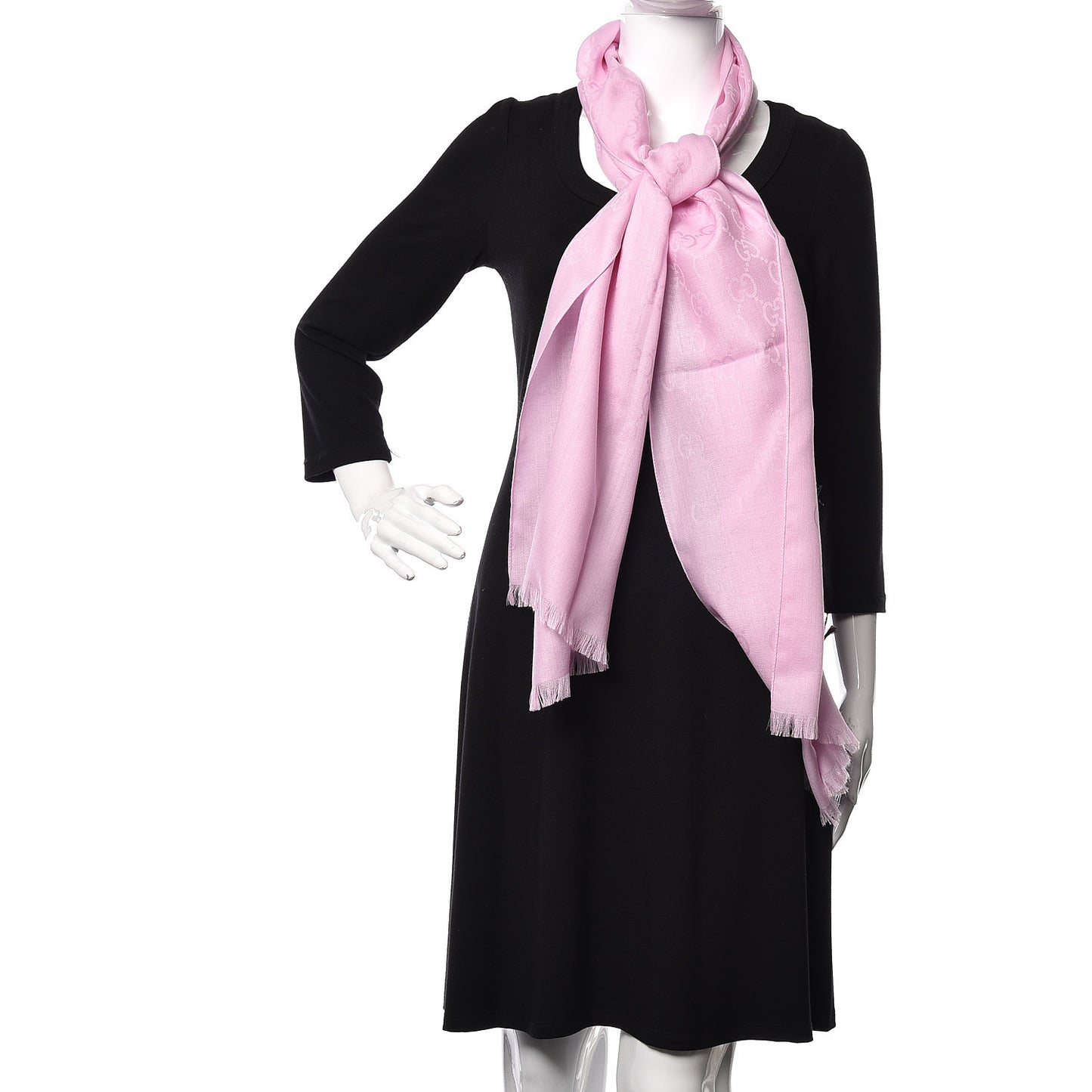 Wool Silk GG Monogram GGNat Scarf Rose