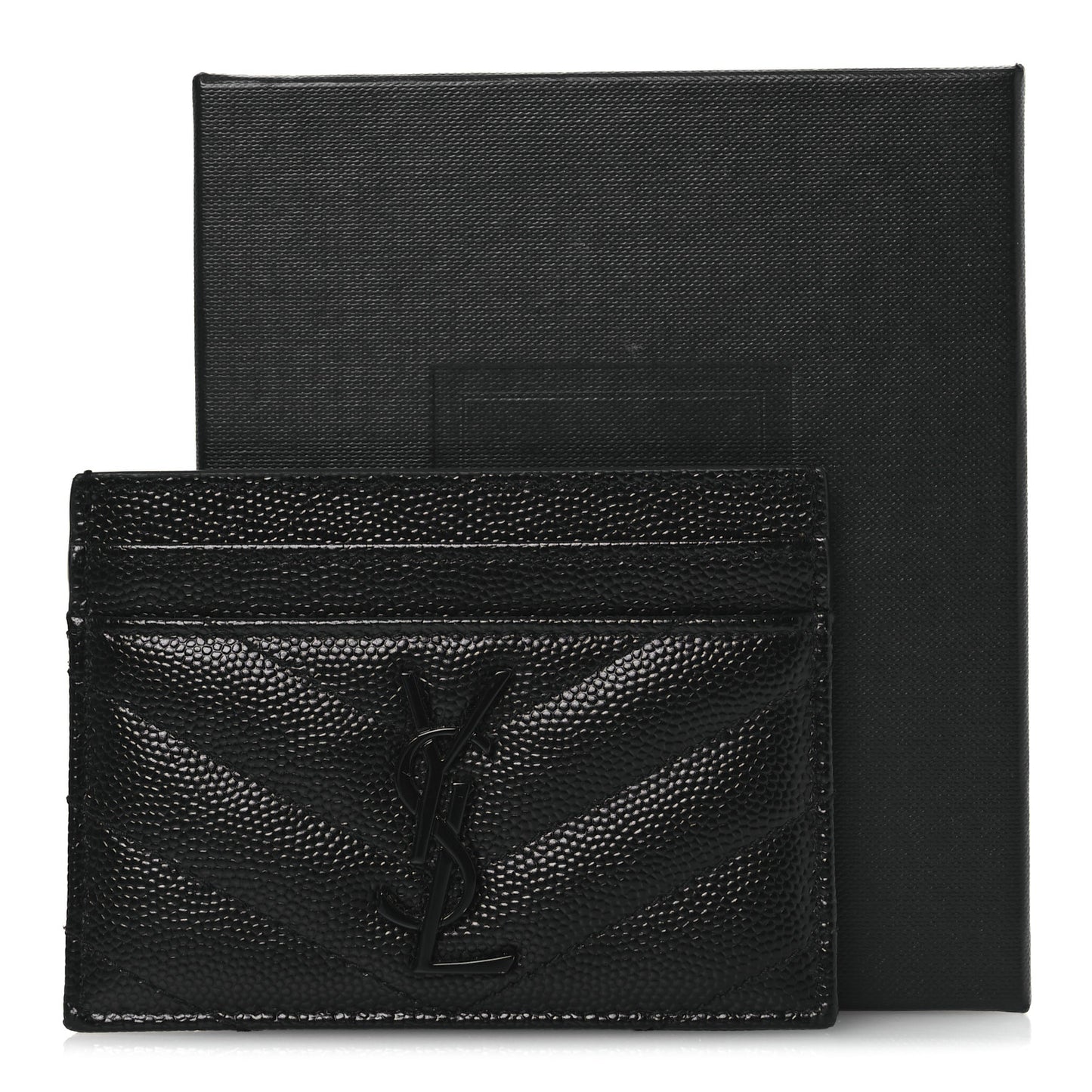 Grain De Poudre Matelasse Chevron Monochrome Monogram Credit Card Case Black