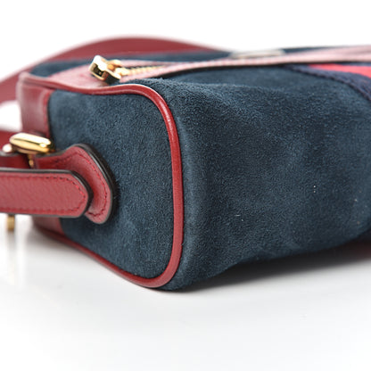 Gucci Suede Calfskin Web Mini Ophidia Shoulder Bag New Blue Romantic Cherry 9 of 11