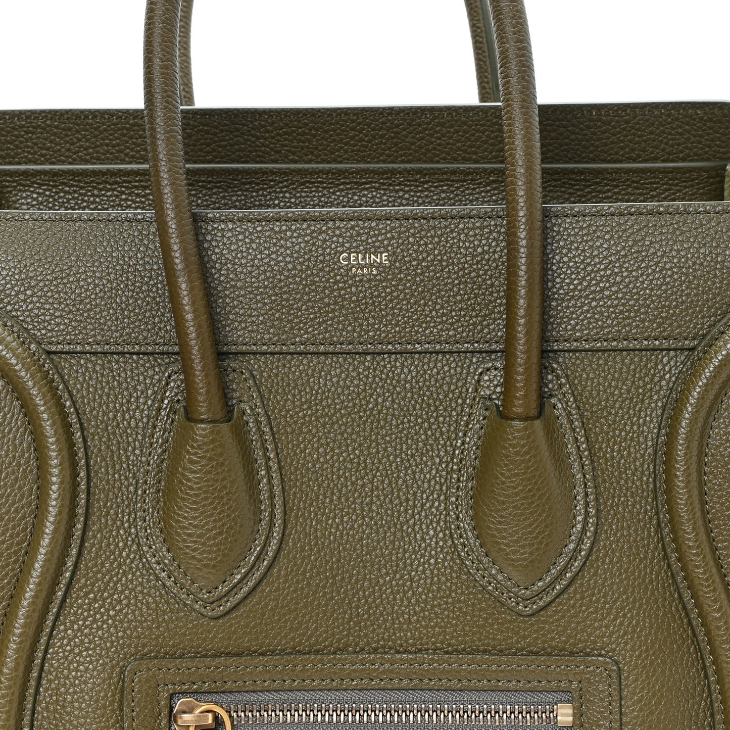Drummed Calfskin Micro Luggage Dark Olive