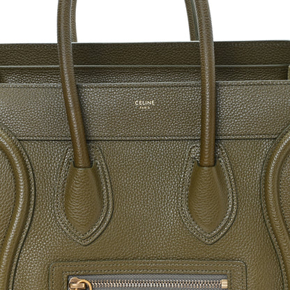 Celine Drummed Calfskin Micro Luggage Dark Olive 8 of 10