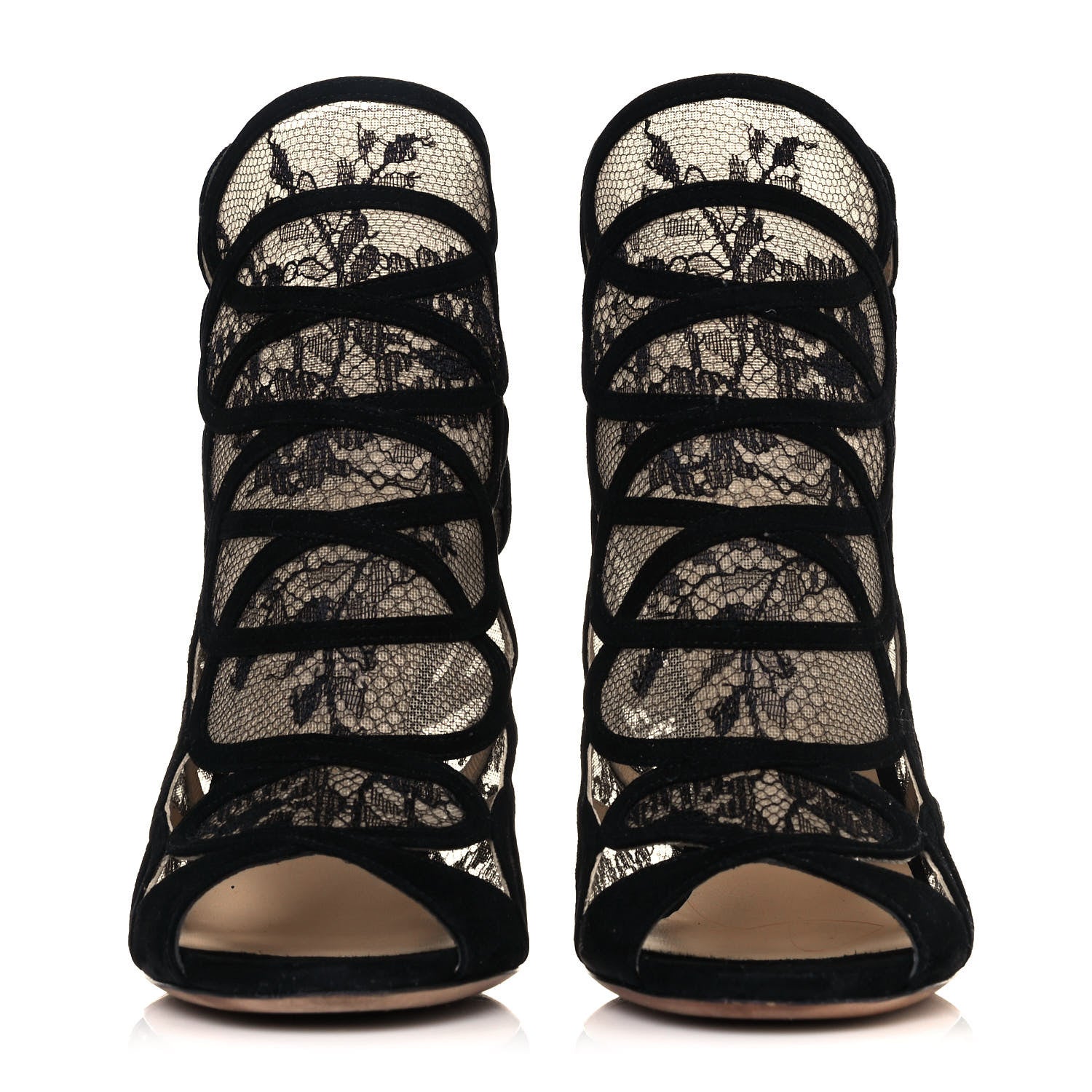 Jimmy Choo Suede Lace Fauna Cage Sandal Pumps 38 Black 2 of 8